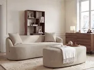 Sofa AMAL mit Ottomane Stoff Beige_1145662