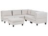 5 Seater Left Hand Modular Fabric Corner Sofa with Ottomane Light Beige UNSTAD_925409