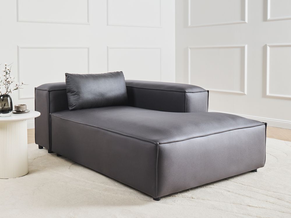 Left-Hand Chaise Longue BRANDE Fabric Black
