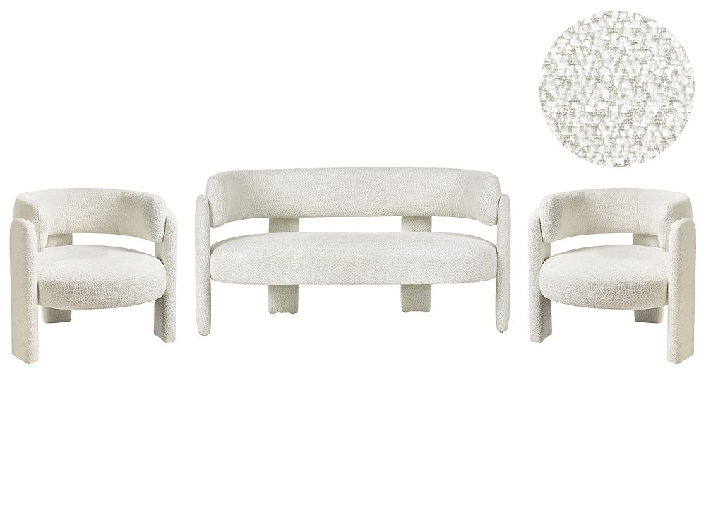 Living Room Set 4 Seater BUREA Chenille Off-White