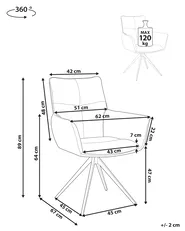Dining Chair Swivel CORBIE Fabric Off-White_992754