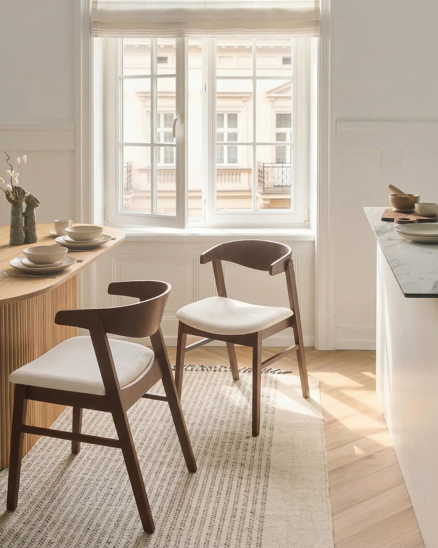 Set of 2 Dining Chairs LILLY Fabric Dark Brown/ Off-White_1065905