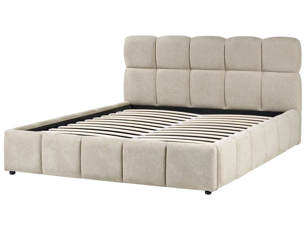 Ottoman Bed NOYON Fabric Taupe 160 x 200 cm (EU King Size)_1056082