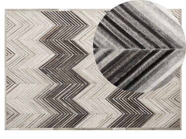Kožený koberec 140 x 200 cm šedý AYTEPE