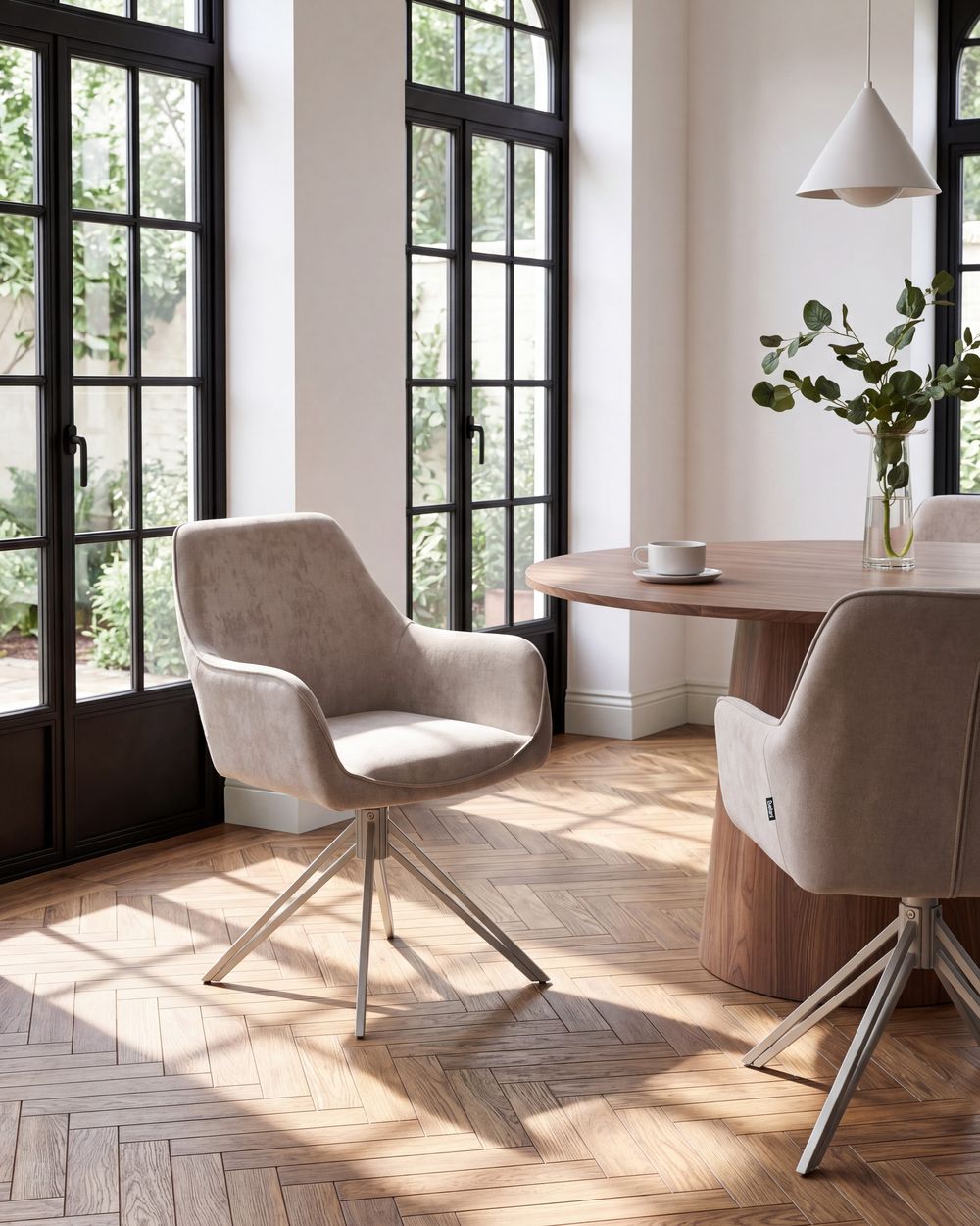 Lot de 2 chaises de salle à manger JODAR Tissu Beige