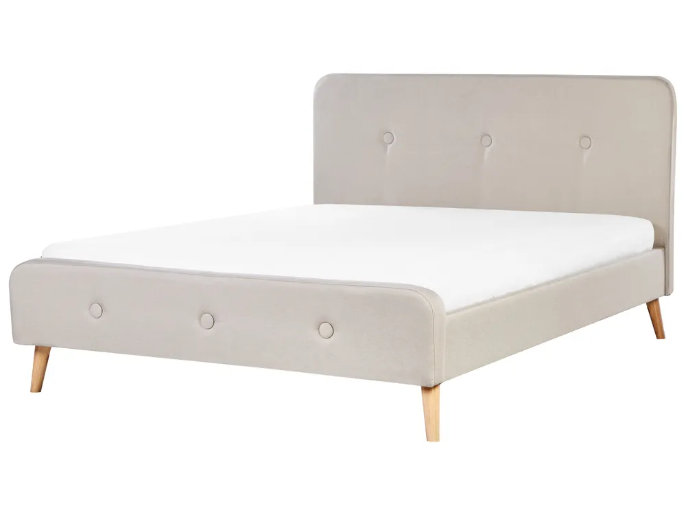 Cama de casal em tecido creme claro 160 x 200 cm RENNES