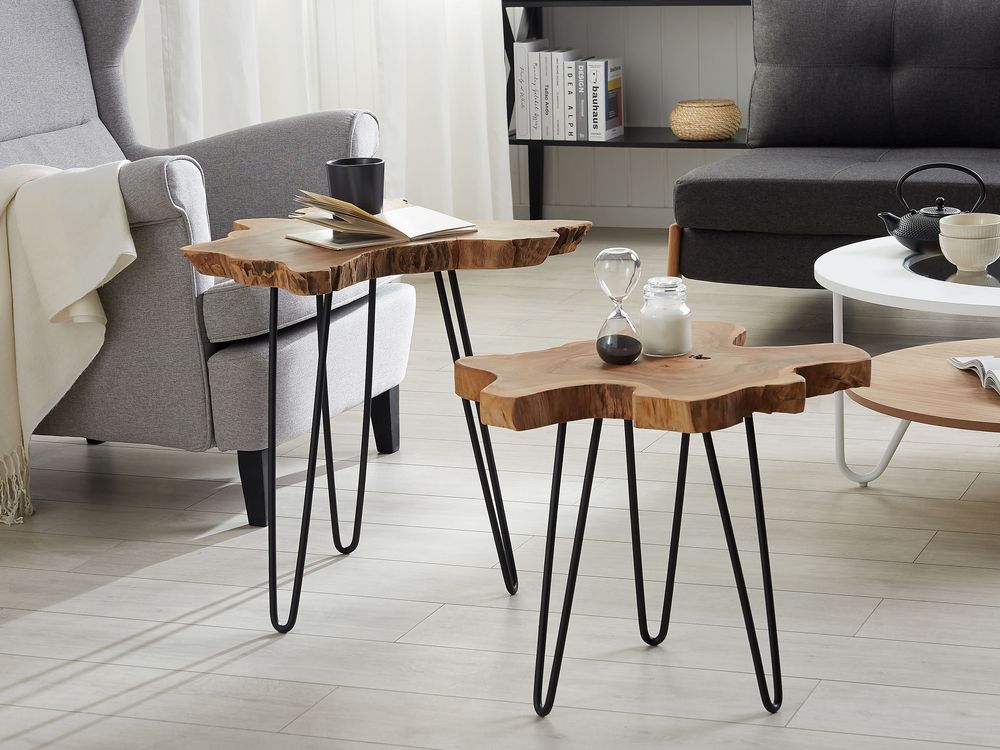 Set di 2 tavolini CAMROSE Legno di teak Marrone scuro