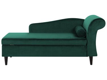 Chaise longue velluto verde smeraldo e legno scuro destra LUIRO