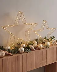 Lot de 2 décorations de Noël LED ITALLA 30/38 cm Étoile Doré_1169071