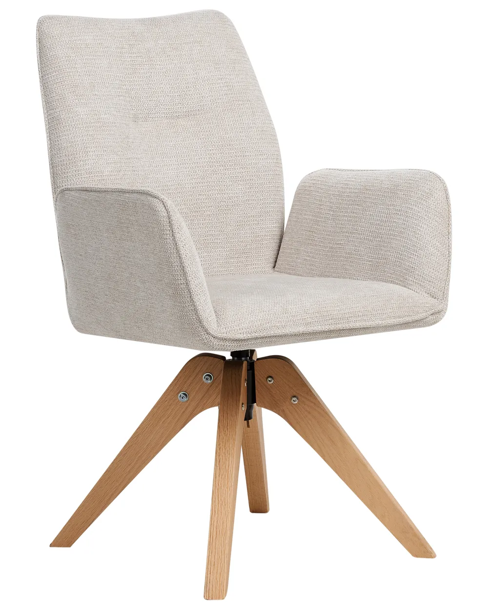 Dining Chair Swivel MOKENA Faux Linen Light Beige - Beliani.es