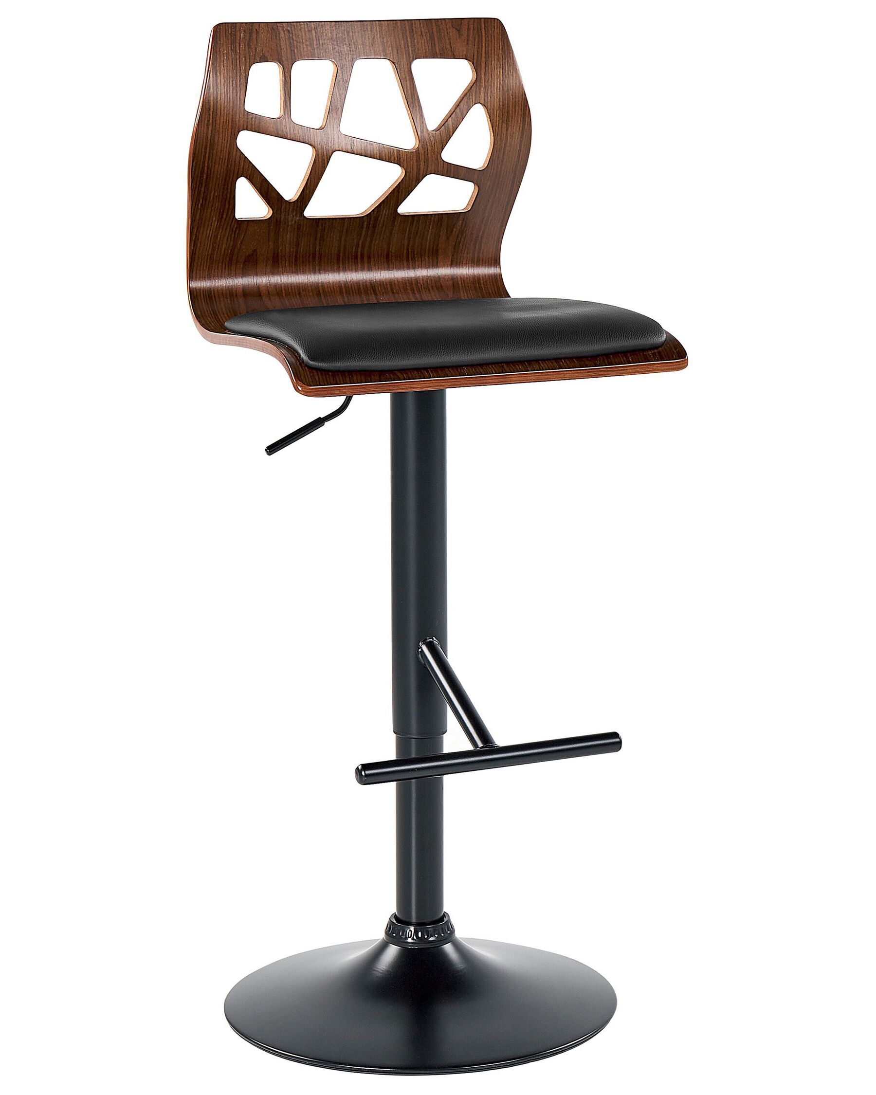 Chaise de bar en bois foncé et cuir PU noir PETERSBURG II_827951