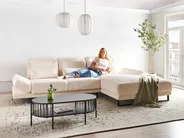 Corner Sofa 4 Seater IKAST Corduroy Beige Left Hand_959888
