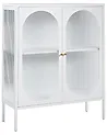 Glass Display Sideboard SARRE 90 cm Metal White