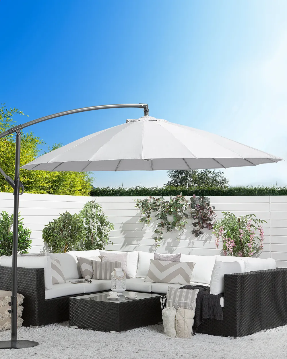 Parasol ogrodowy na wysięgniku 268 cm CALABRIA II Jasnoszary