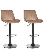 Set of 2 Bar Chairs DUBROVNIK Swivel Velvet Light Brown_915935