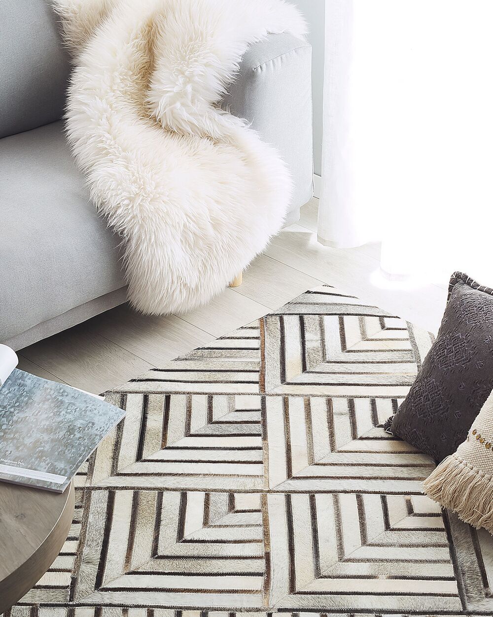 Tapis TEKIR Beige 140 x 200 cm Cuir