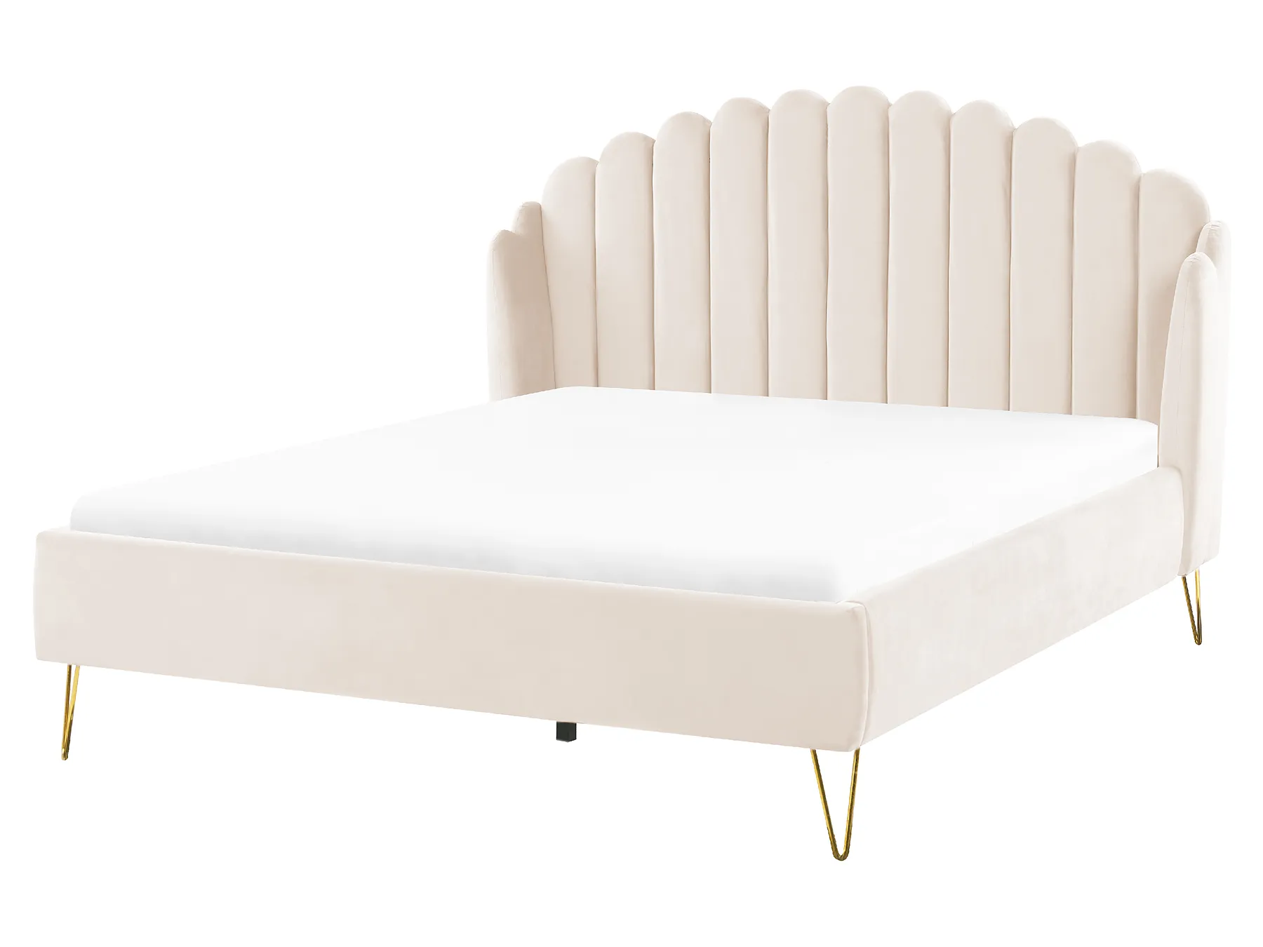 Bett mit Lattenrost Samtstoff AMBILLOU 160 x 200 cm Hellbeige_857630