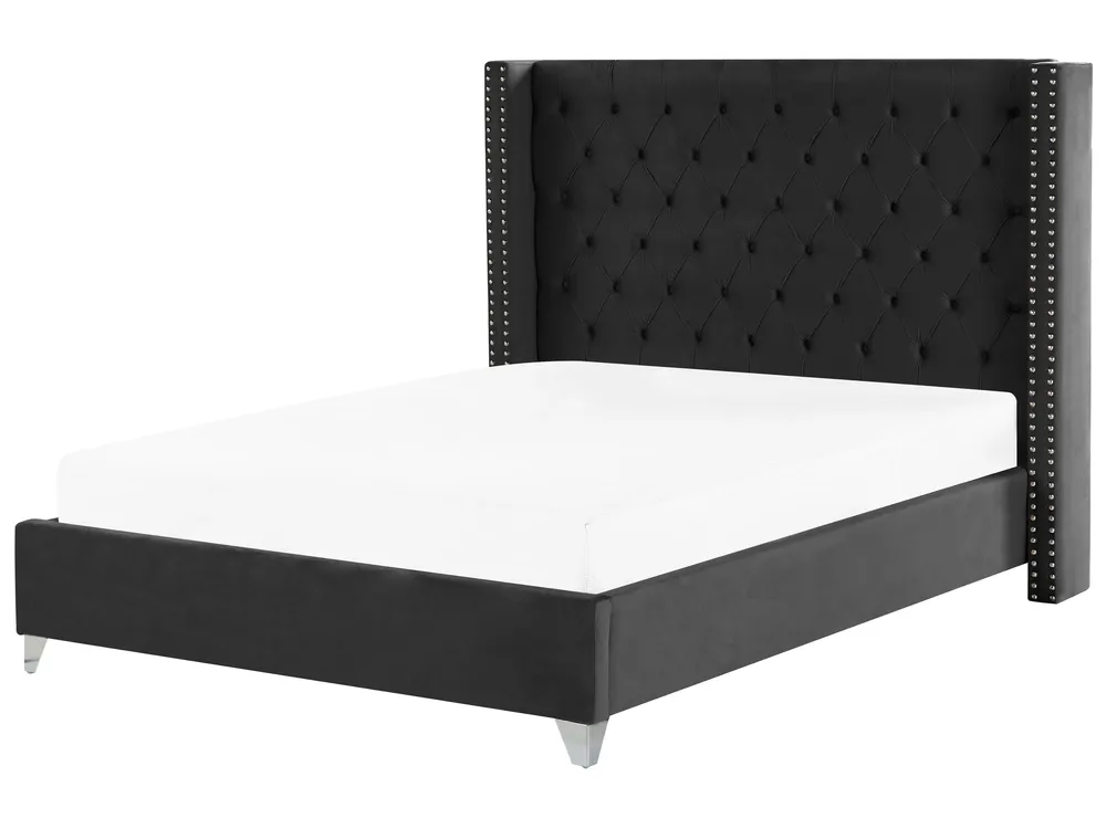 Letto Velluto LUBBON 180 x 200 cm Nero