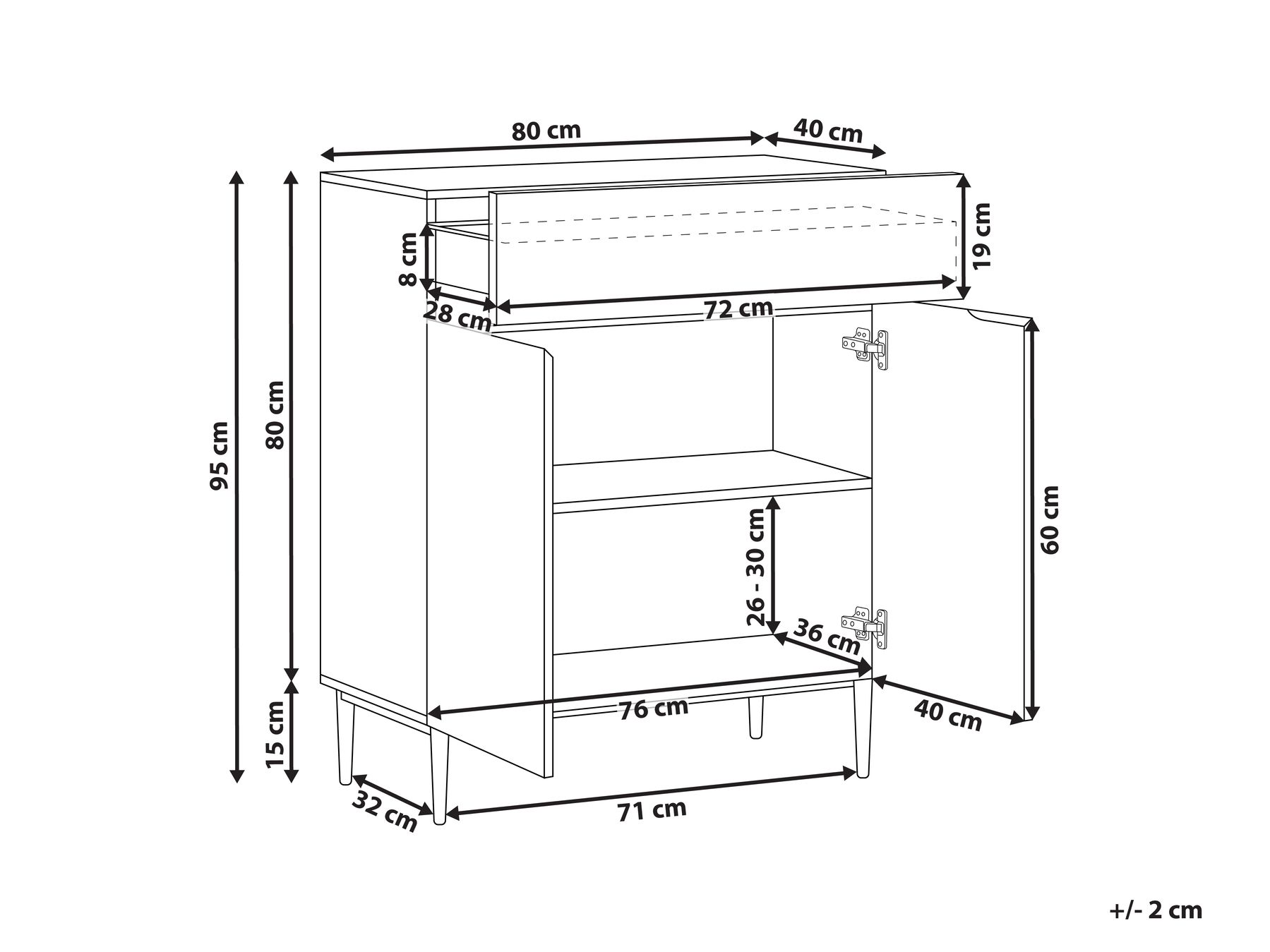 2 Door Sideboard Black and Brown BLYTHE_969005