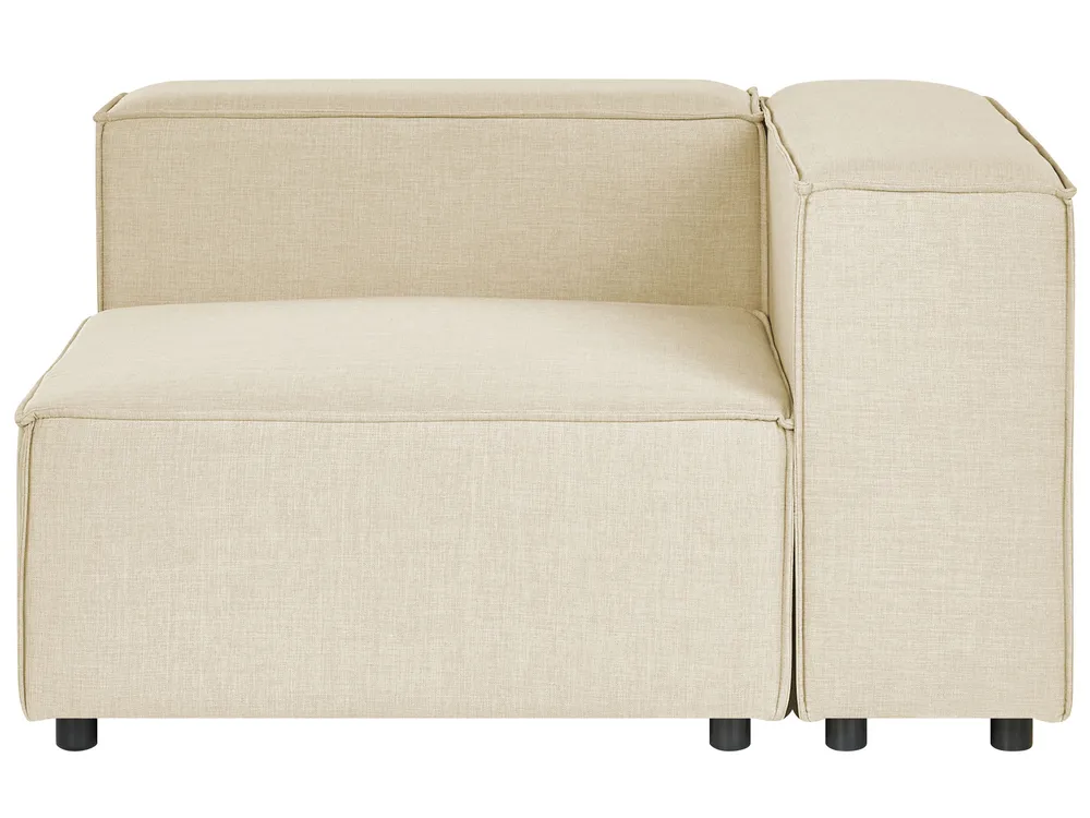 Modular Corner Sofa 3 Seater APRICA with Ottoman Faux Linen Beige Right Hand_856910
