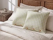 Lot de 2 coussins décoratifs TALYA 45 x 45 cm Vert olive À carreaux_1178811
