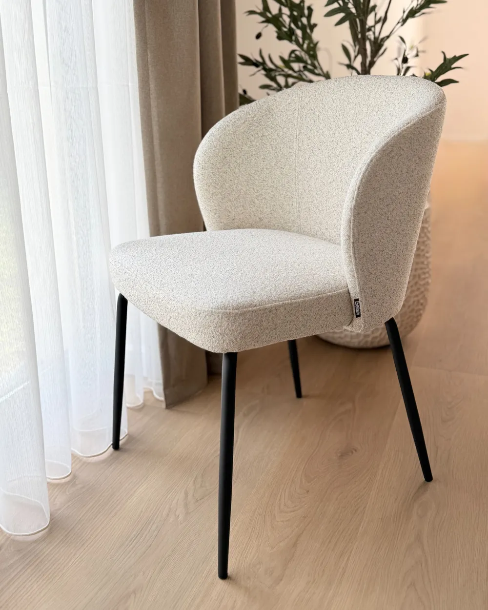 Set of 2 Dining Chairs ZANA Boucle Light Beige_1071991