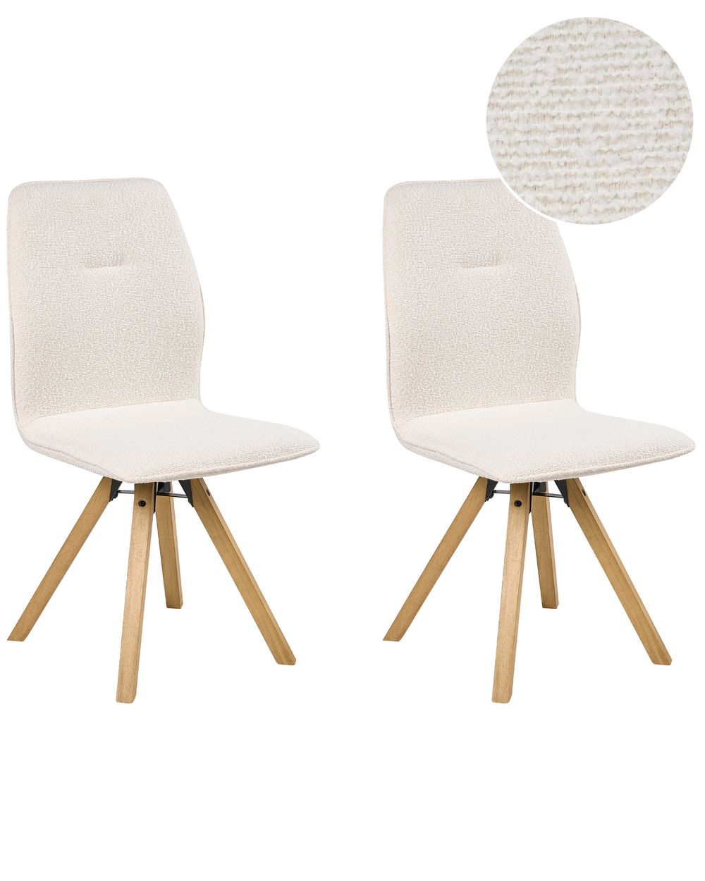 Esszimmerstuhl 2er Set drehbar ALKALI Bouclé Cremeweiss