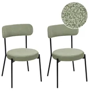 Set of 2 Dining Chairs ALLISON Boucle Light Green_929053