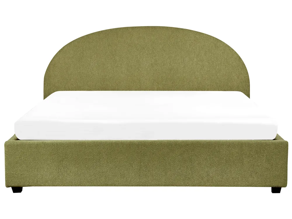 Ottoman Bed VAUCLUSE Boucle Olive Green 180 x 200 cm (EU Super King)_913154