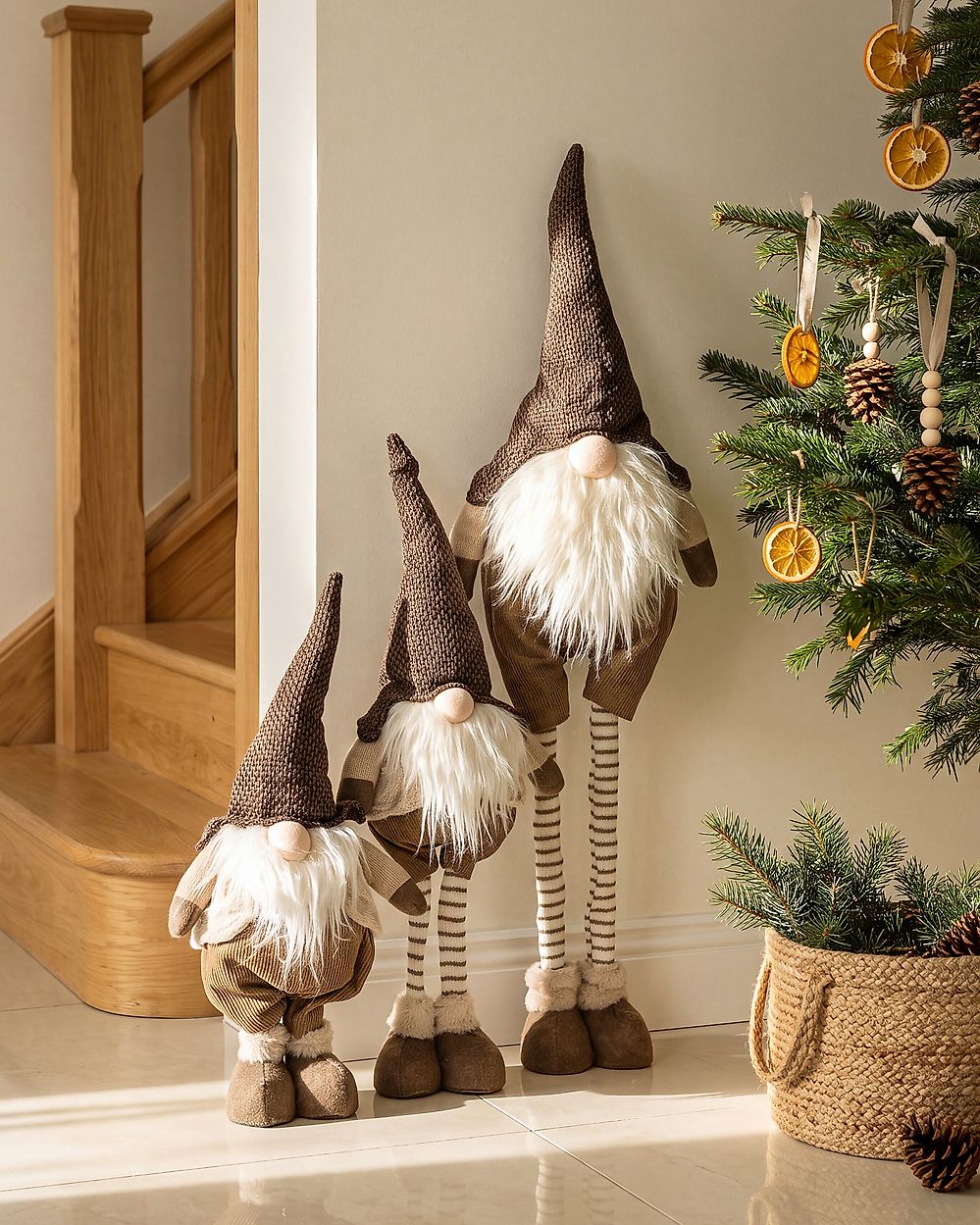 Set van 3 kerstdecoraties KOSKENKORVA 70/58-80/80-104 cm Gnoom Bruin