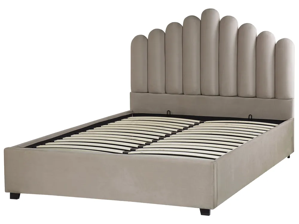 Letto contenitore VINCENNES Velluto Tortora 140 x 200 cm_837301