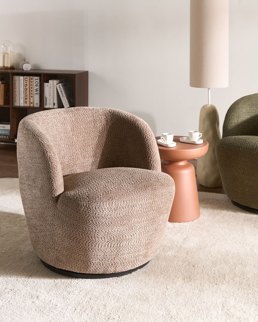 Swivel Armchair KUOLPA Chenille Taupe