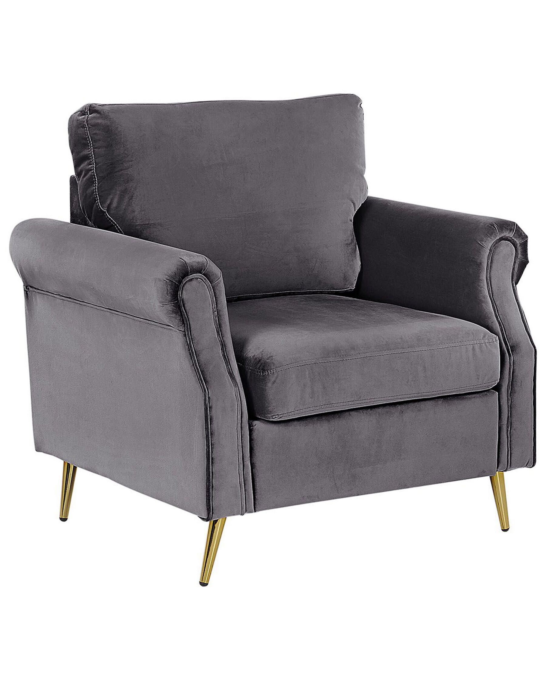 Fauteuil en velours gris VIETAS_775578