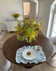 Masă de dining SILVON Maro închis 120 cm 120 cm Lemn de mango_1156228