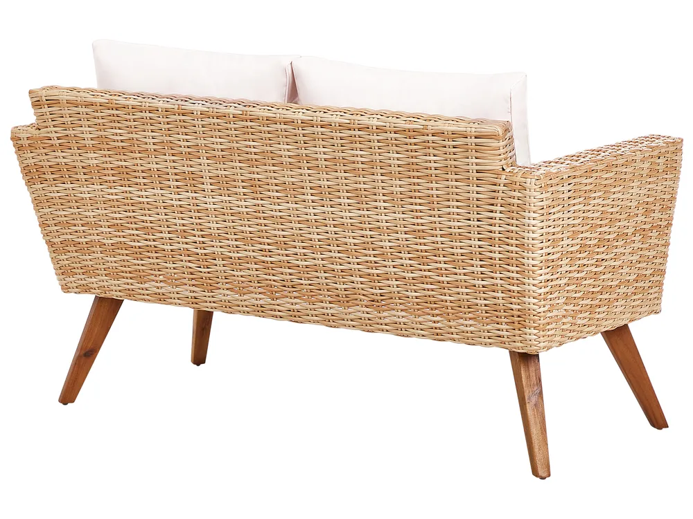 Garden Lounge Set with Table 4 Seater VITTORIA PE Rattan Off-White_930708