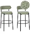 Set of 2 Bar Chairs ALLISON Boucle Light Green