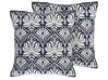 Lot de 2 coussins 45 x 45 cm en coton avec motif baroque bleu et blanc NEMESIA_769158