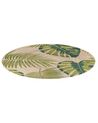 Round Area Rug Leaf Pattern ⌀ 140 cm Beige with Green BUGAY_793652
