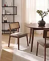 Set of 2 Dining Chairs EMBAR Wood Brown/ Taupe