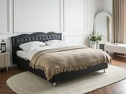 Bed Faux Leather METZ 160 x 200 cm (EU King Size) Black_1173782