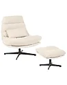 Swivel Armchair TOVIK with Footstool Chenille Light Beige