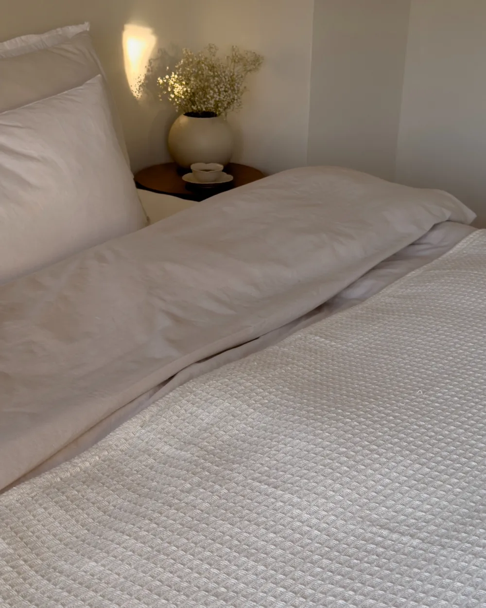 Bedspread RAGALA Cotton 220 x 240 cm Light Beige_961415