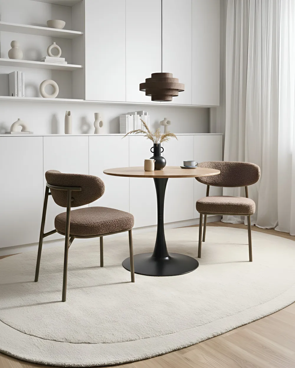 Set of 2 Dining Chairs UNITY Boucle Taupe