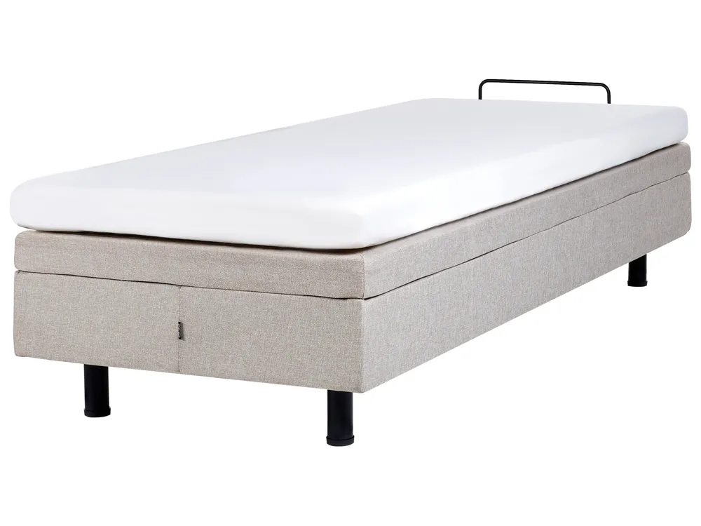 Adjustable Bed without Headboard Fabric DUKE 80 x 200 cm (EU Small Single) Beige_951699