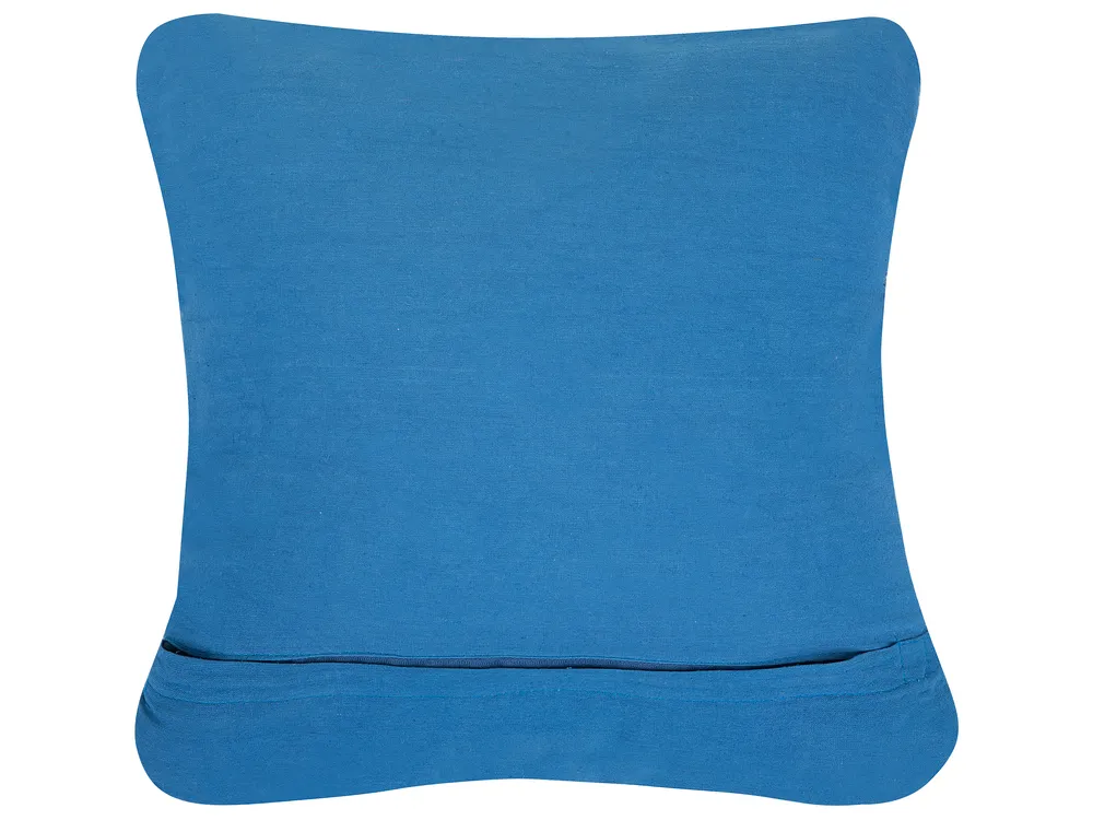 Cotton Macramé Cushion 45 x 45 cm Blue KARATAS_862824