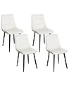 Set of 4 Dining Chairs POWELL Velvet Off-White