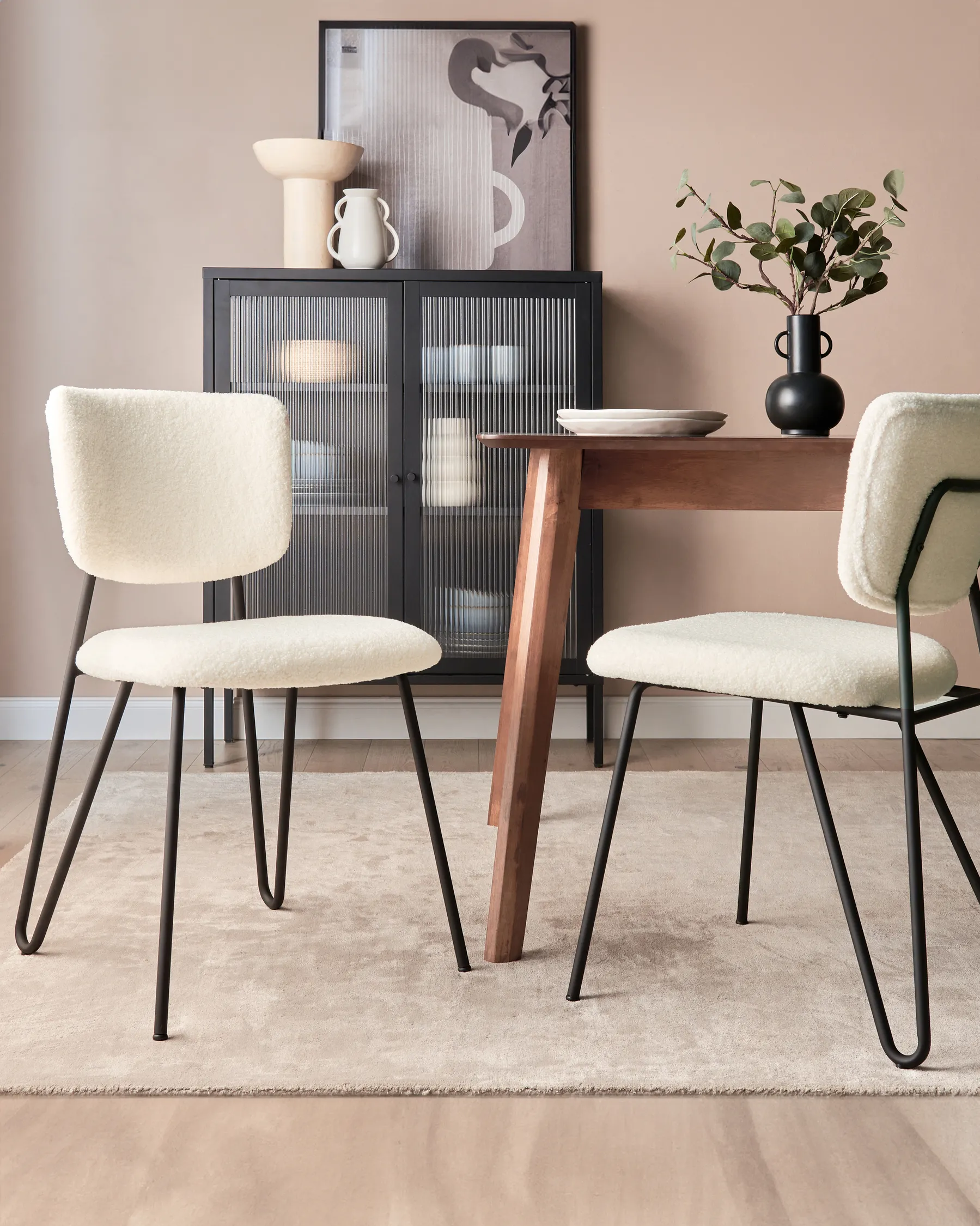 Set of 2 Dining Chairs NELKO Boucle Off-White_884719