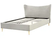 Bett mit Lattenrost Samtstoff CHALEIX 140 x 200 cm Hellgrau_844538
