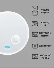 LED-badeværelsesspejl FIXIN 80 cm 80 cm Med indbygget Bluetooth-højttaler Sølv_940618