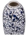 Stoneware Flower Vase 25 cm White with Navy Blue MUTILENE_810765